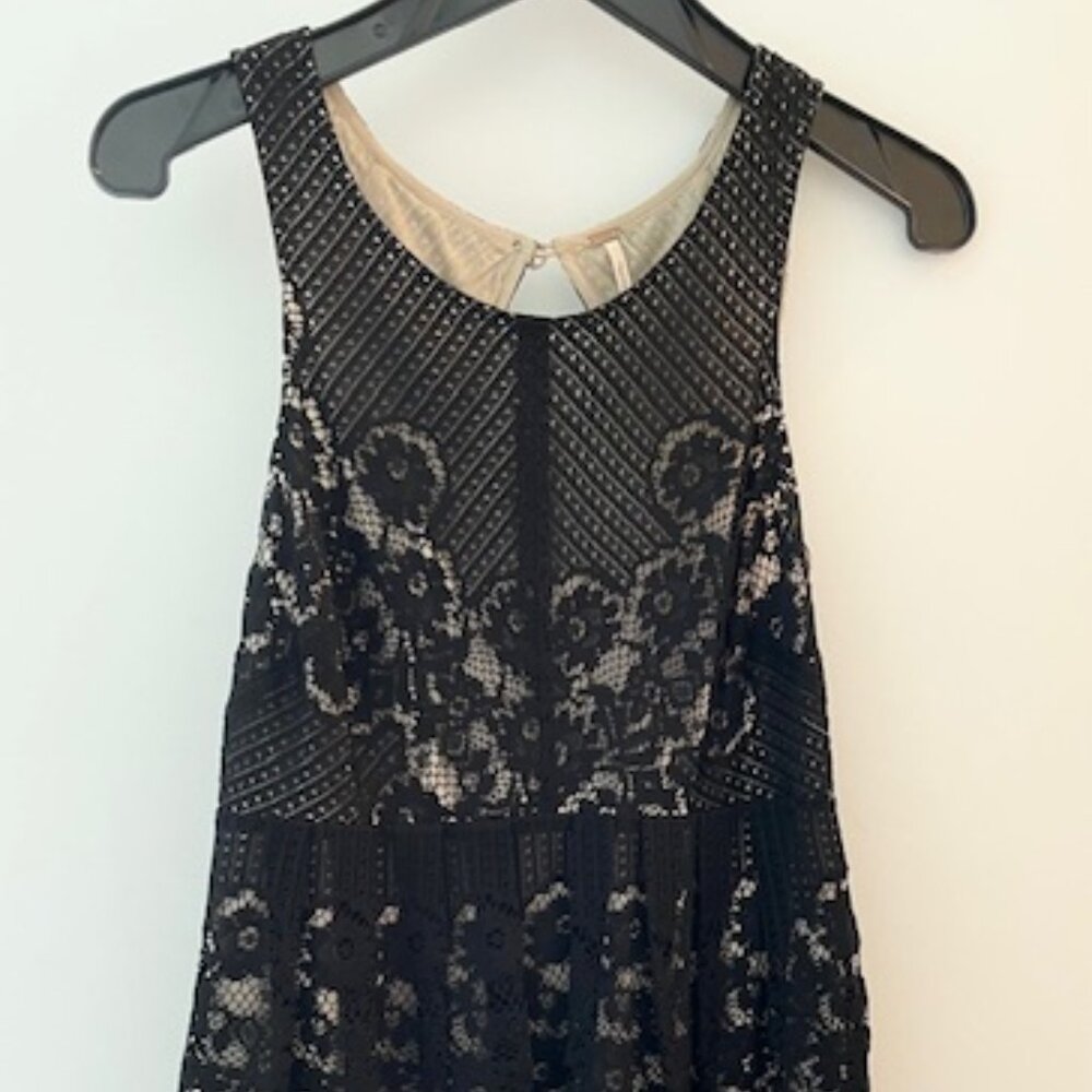 Free People Black Lace Backless Dress